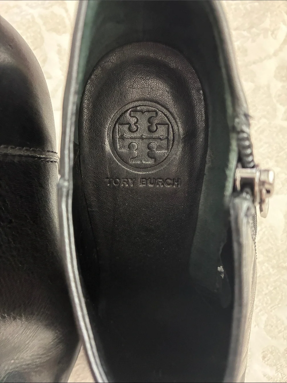 Tory Burch Classic Black Leather High-Heel Ankle Booties with Side Zip